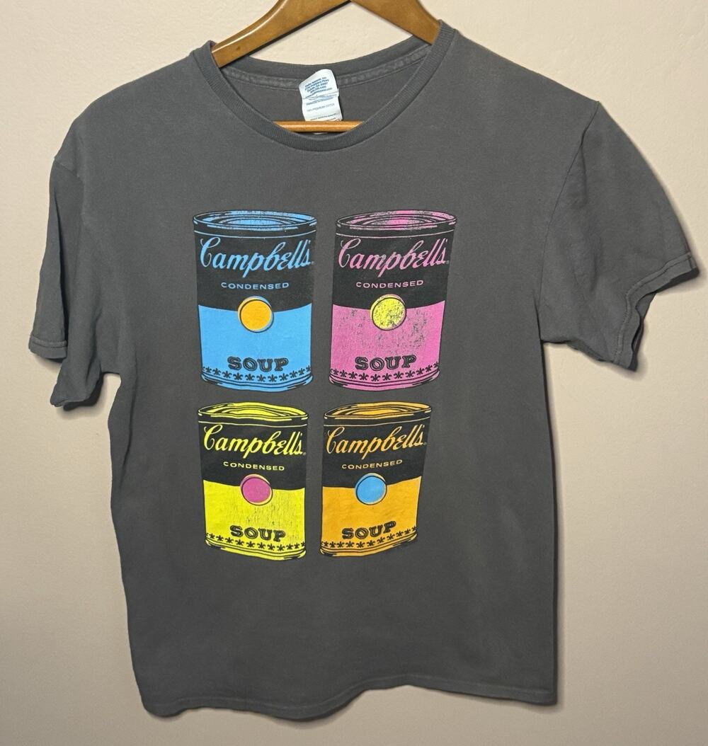 Delta Campbell's Soup Andy Warhol Pop Art Gray T-shirt Medium